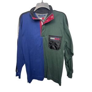 VTG Tommy Hilfiger Outdoors Expedition 1/4 Zip Pullover Split Green Blue Small